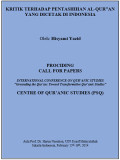 KRITIK TERHADAP PENTASHIHAN AL-QUR‟AN
YANG DICETAK DI INDONESIA